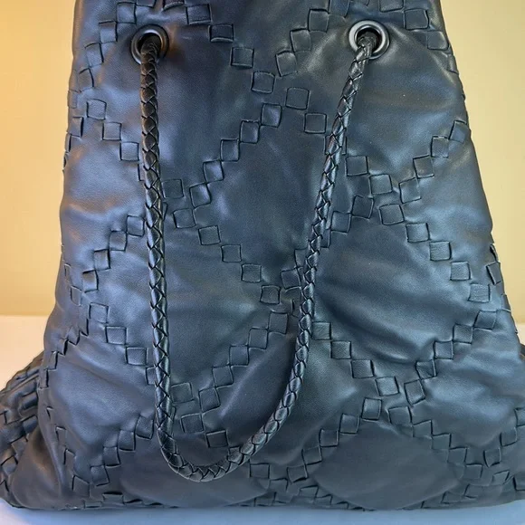 Bottega Veneta Intrecciato Trimmed Large Black leather Bag, Dustbag, Made Italy - Picture 3 of 17